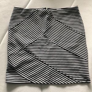 Black and white striped mini skirt